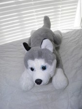 FAO Schwarz Husky Dog Cuddly Ultra-Soft Fur 13" Stuffed Animal Plush Toy