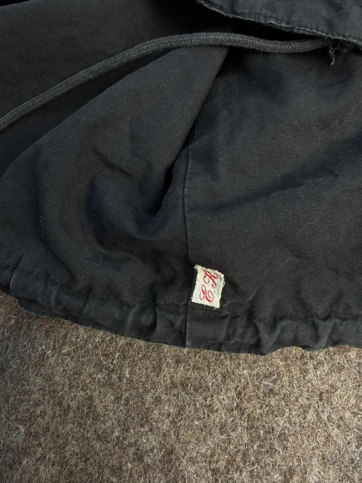 Vintage 1940s-60s Swiss Cotton Smock Anorak Black Half Zip Hooded Mountain - product detail image 8