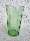 Vintage Federal Glass Water Tumbler - Uranium Green Depression 12 Oz 5.5”