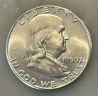 1950-P Franklin Half Dollar - AU - About Uncirculated - 90% Silver