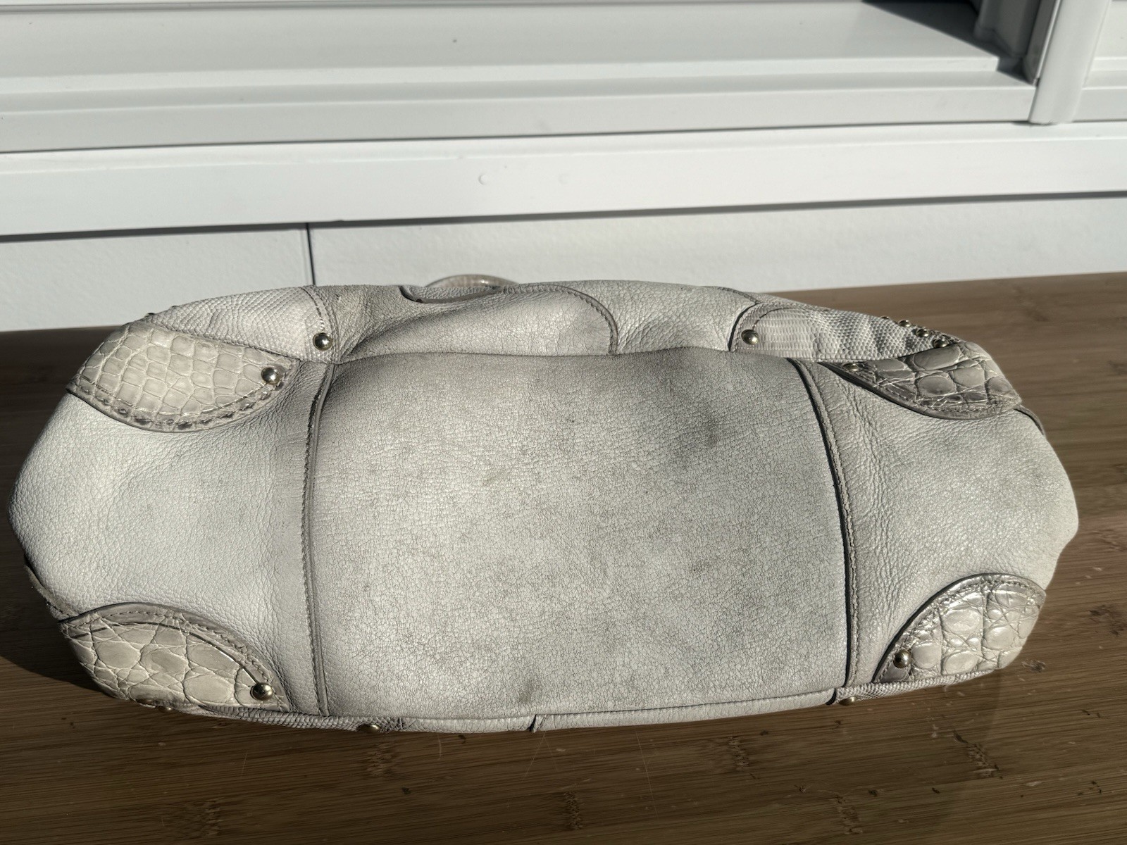 Authentic Prada Cervo Patchwork Bowler Bag Ivory … - image 11