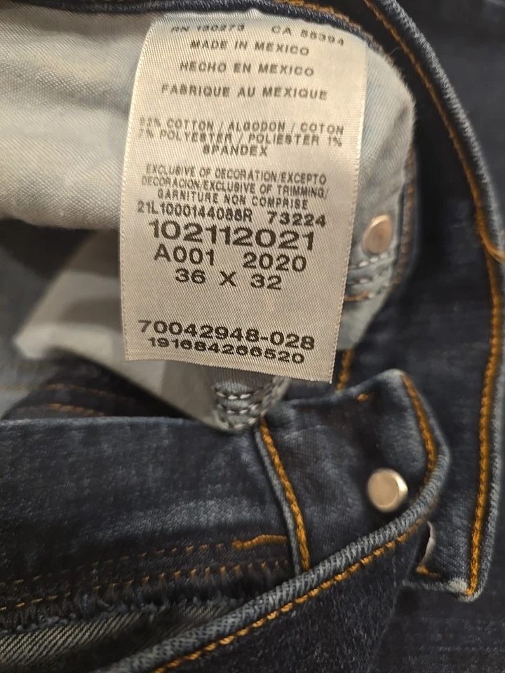 Lee Mens Dark Wash Skinny Jeans 36x 30 Blue Denim Pants - Image 3 of 4