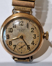 Waltham Gold Filled 7 Jewel Trench Style Wristwatch 32mm Eclipse case.
