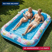 Tanning Pool Lounger Float, OKSUWATER 87" x 63" Pool Floats Adult with Headrest