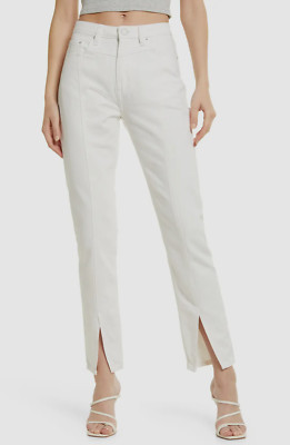 $220 Ksubi Women's White High Rise Split Hem Crop Cigarette Jeans Pants Size 27
