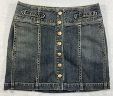 GAP Vintage Y2K Blue Denim Jean Mini Pencil Skirt Womens Size 1 Snap Button Up