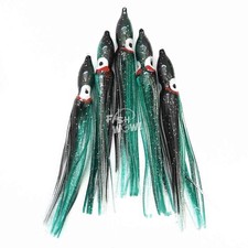 Fish WOW!® Black Green 4.75" Fishing Squid Skirts Octopus 12cm soft Hoochies lot