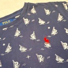 Polo Ralph Lauren Classic Fit Mens Sm Navy Graphic Tee Sailboats Nautical Unisex