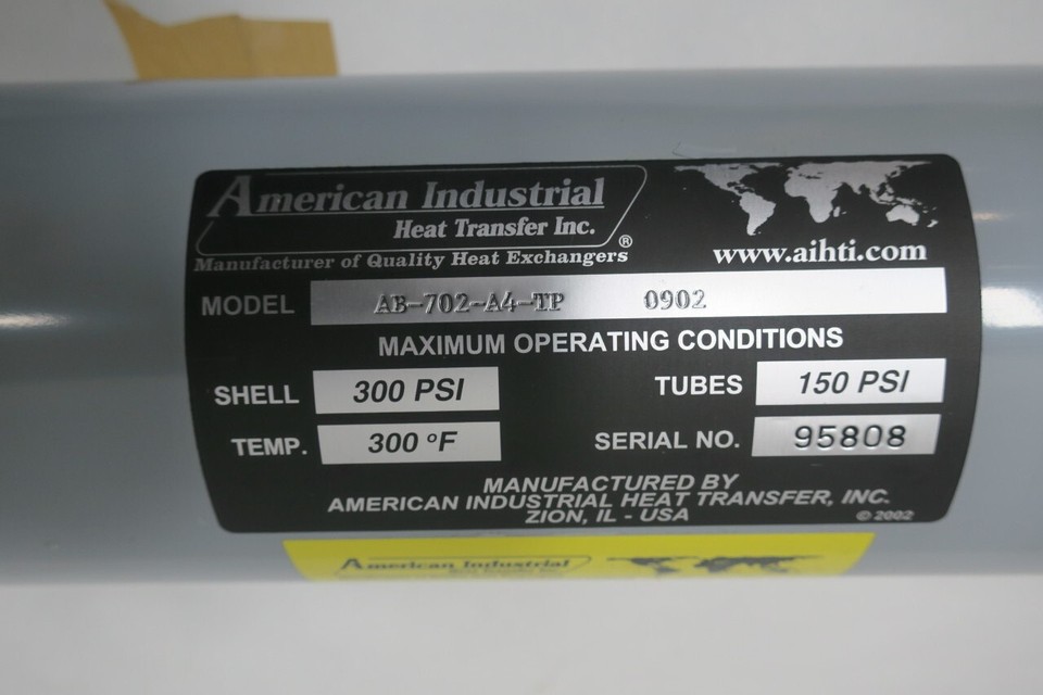 American Industrial AB702A4TP Brass Shell Copper Tube Heat Exchanger