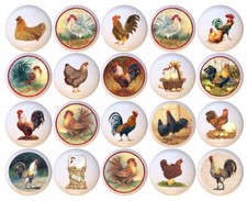 Set of 20 Chickens Roosters CERAMIC Drawer Pu...