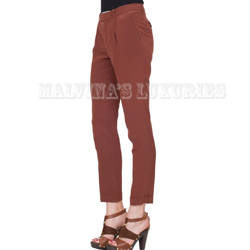 PANTALON GUCCI SOIE CRÊPE DE CHINE DEVANT PLISSÉ taille IT 40 US 4