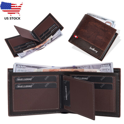 Man's RFID Blocking Wallet Leather Bifold Purse Multi-function Credit Card Bag
