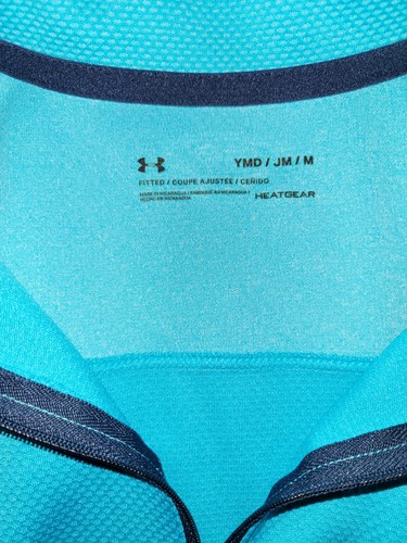Under Armour HeatGear Girls Youth Size M Medium 1/4 Zip Blue Athletic Shirt - Picture 3 of 3