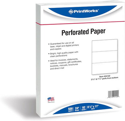 Professional Perforated Paper for Statements, Invoices, Gift Certificates, Coupo