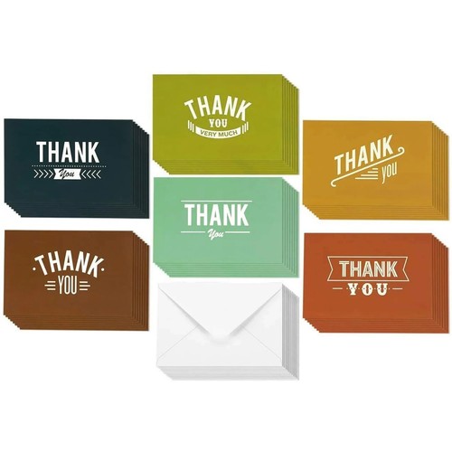 36 Pack Retro Thank You Card Box Set w/ Envelopes 6 Different Designs 4x6 - Picture 2 of 9