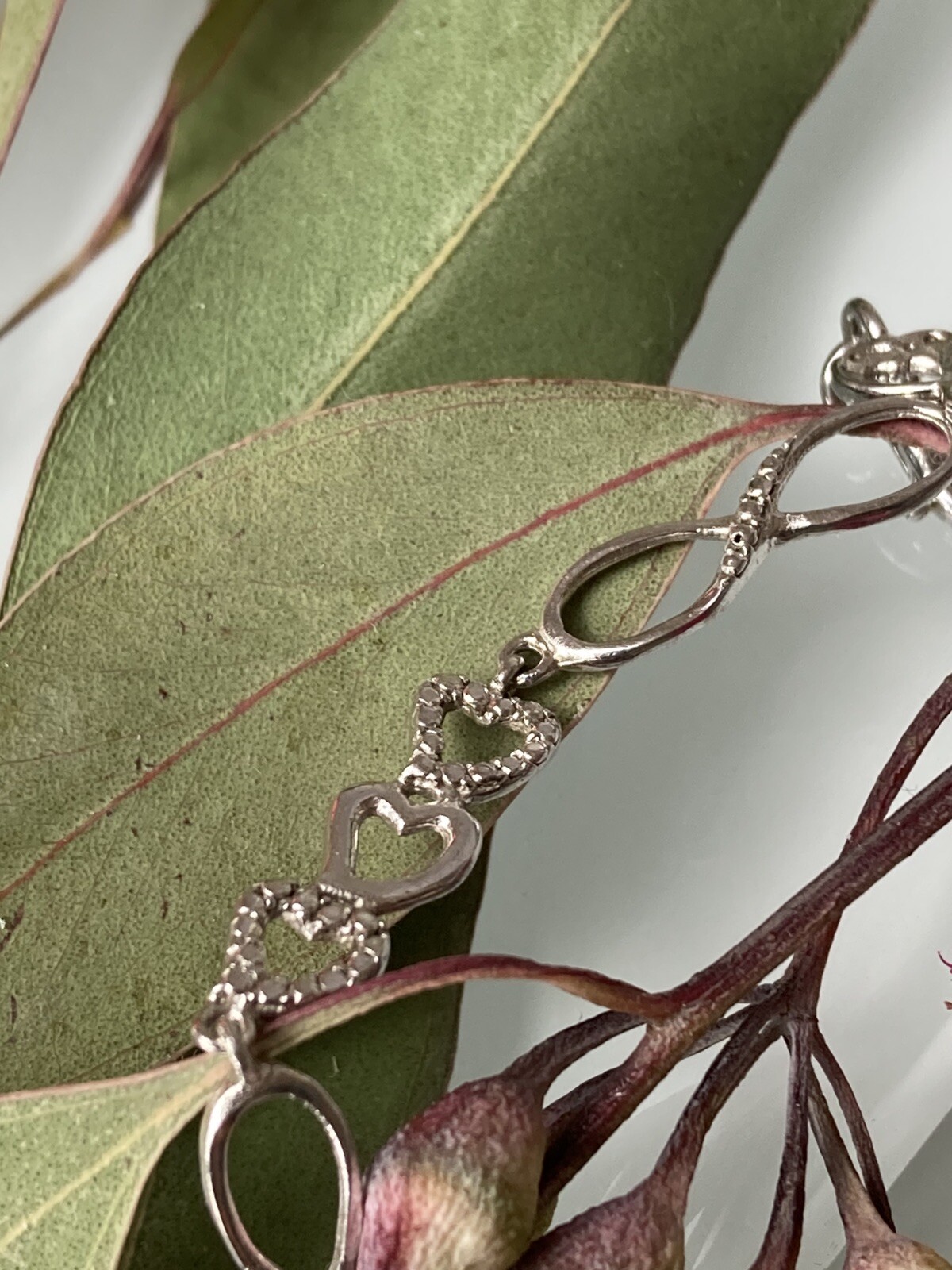 Sterling 925 Solid Silver Heart Infinity Chain Br… - image 3