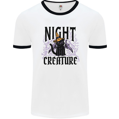 Halloween Katze Nacht Kreatur Hexe Herren Ringer T-Shirt