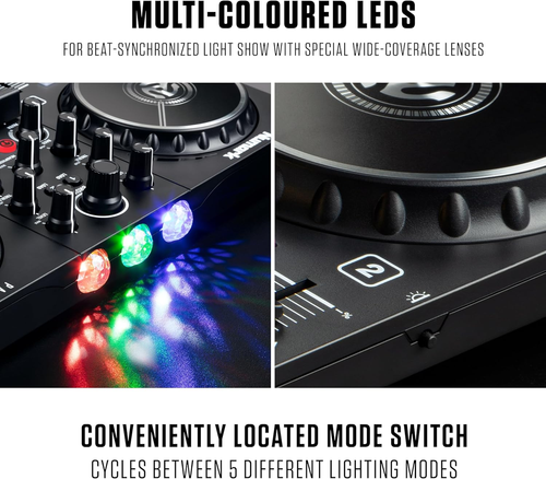 Party Mix II – DJ Controller Pult mit 2 Decks, eingebauten DJ-Lichtern & - Bild 3 von 12