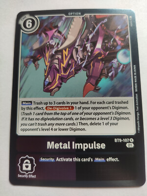 Metal Impulse BT9-107 R Digimon Card Game Rare Holo Foil