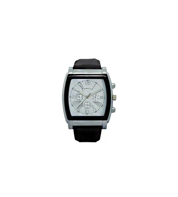 Montres Carlo Mens Chronograph Style White Dial Japanese Quartz Rubber Watch