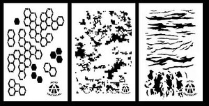 Acid Tactical 3 Pack - 9X14" Hexacam, Digital Camo, Tiger Stripe Camo Vinyl Airbrush Spray Paint Stencils - Duracoat Cerakote Gun (637632526112)