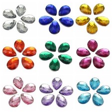 500 Flatback Acrylic Rhinestone TearDrop Gem Bead 13X18mm No Hole Various Colour