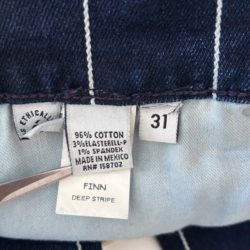 Jeans Finn Etica taglia 31 12 vita alta gamba dritta blu lavaggio scuro a righe - Foto 12 di 13