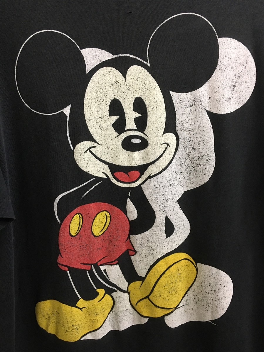 XL RARE Vintage MICKEY MOUSE Shadow SINGLE STITCH Cotton T