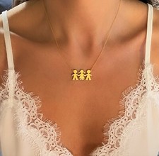Collar para mamá con nombres de niños, plata de ley niño niña niño, día de la madre