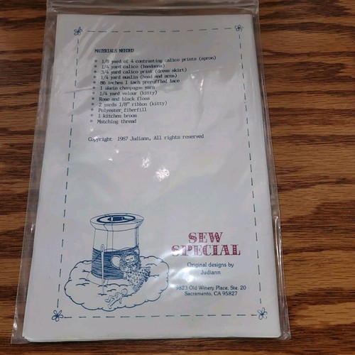 Broom Cover Sewing Pattern My Kitty Cat & Me Sew Special UNCUT - Picture 2 of 2