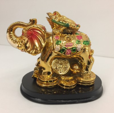 FENG SHUI 3 THREE LEGGED TOAD MONEY FROG ATOP ELEPHANT 3''(H)