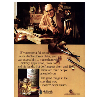 1981 Dewars: Laurie Auchterlonies Clubs Vintage Print Ad