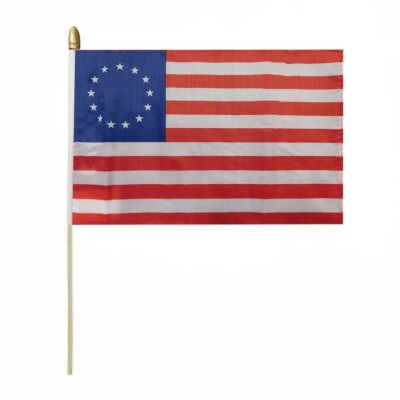 Lot of 3 8''x12'' Betsy Ross Historical 8x12 Rough Tex 68D Nylon Wooden Stick Flag
