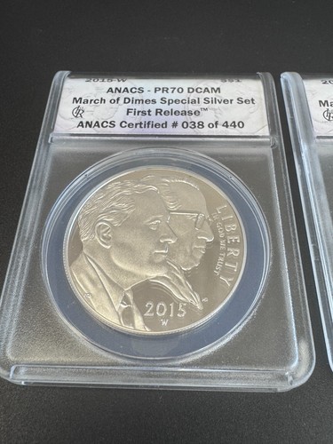 2015 Proof March of Dimes Special Silver 3-Coin Set ANACS PR RP 70 DCAM EARLY - Picture 4 of 8