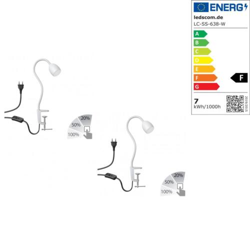 2x Lámpara de sujeción GU10 KLUK con cuello de cisne, blanca incl. GU10, 3 pasos regulable, blanca - Imagen 1 de 9