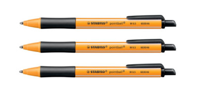 3 x Stabilo Kugelschreiber pointball 0,5mm Schreibstärke, schwarz
