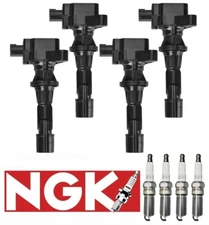 4 MK Ignition Coil & 4 NGK RUTHENIUM HX Spark Plug For 06-15 Mazda 3 6 CX-7 MX-5