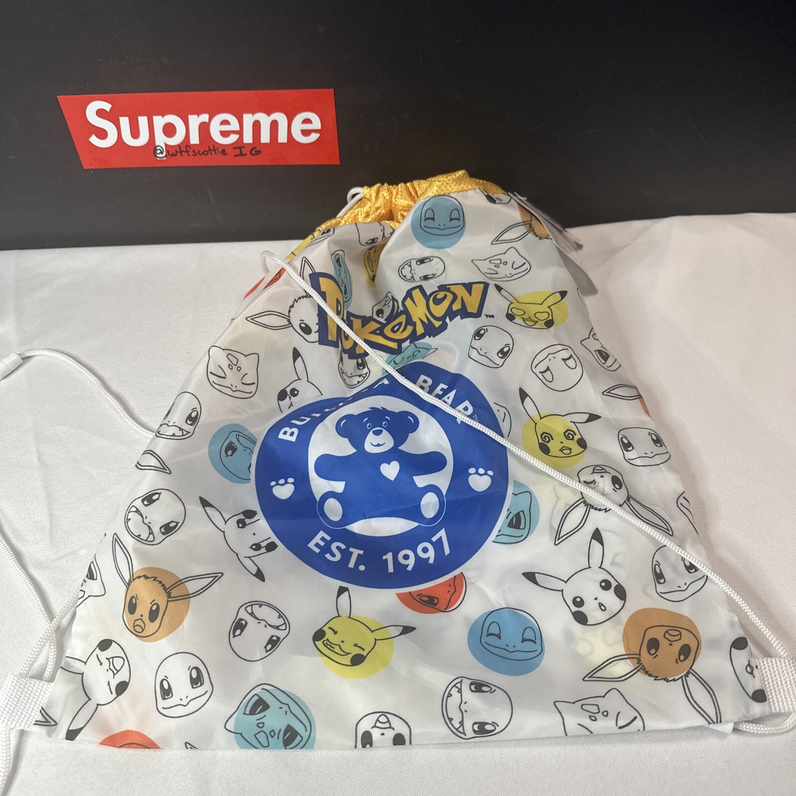 Build A Bear Pokemon Official Bear Carrier Drawstring Backpack New With Tags