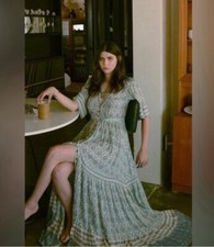Spell & The Gypsy Free People Oracle gown green Maxi Dress lurex rayon med Rare