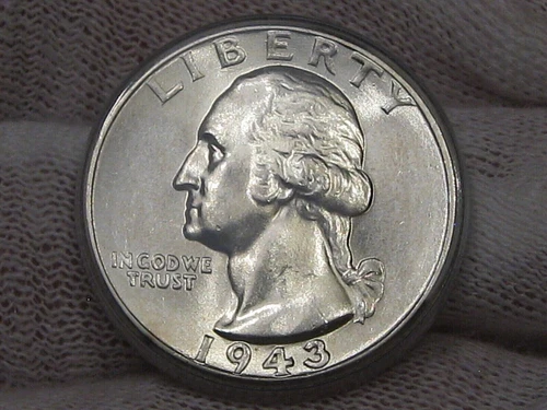 BU White 1943 Silver Washington Quarter.  #34