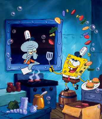 Sponge Bob Spongebob Square Pants Vintage Comics and Cartoons   13x19 Print