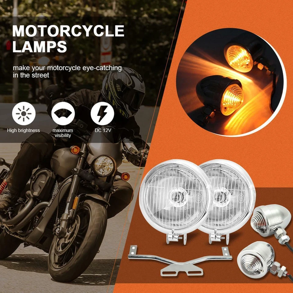 Kit de barra de luces antiniebla de conducción lámpara de señales de giro de paso para motocicleta Harley Foto 3 de 4