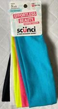 Scunci Hair 5 Piece No Damage Headwrap (blue pink green white black) NEW