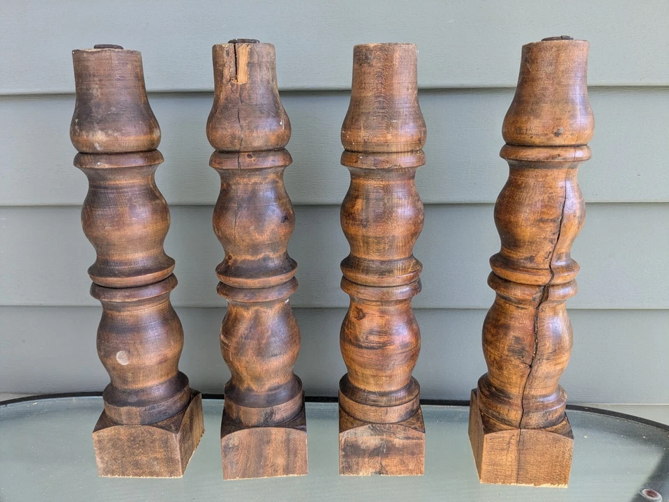 古董套装 4 件打捞枫木家具腿可重复使用 12 3/4 英寸高 X 2 3/4 宽 — 第 2/4 张图片