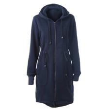 Lady Hooded Jacket Parka Coat Hoodie Zipper Long Sleeve Casual Black Fashion Top