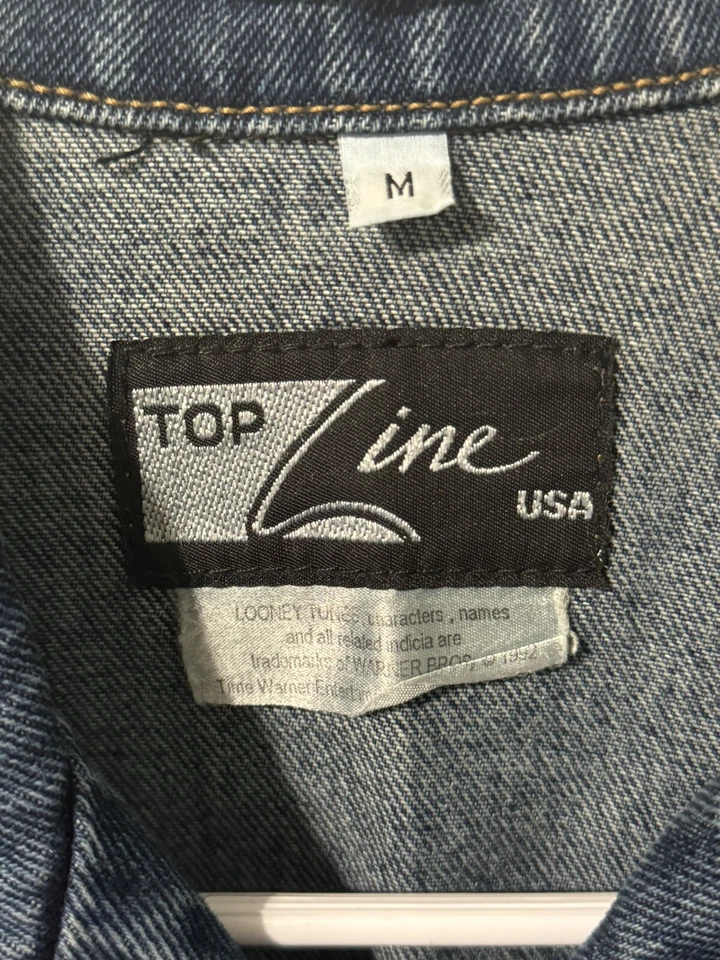 罕见 BEVERLY HILLS 90210 牛仔正品牛仔裤夹克 尺寸 M 签名 Tori 拼写 — 第 3/3 张图片