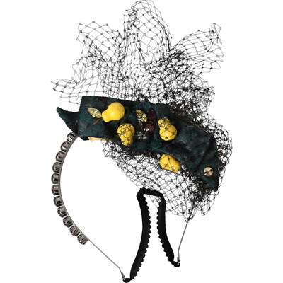 Dolce & Gabbana Diadem Schwarz Zitronen Sizilien Lila Kristall Netz Stirnband 2200usd