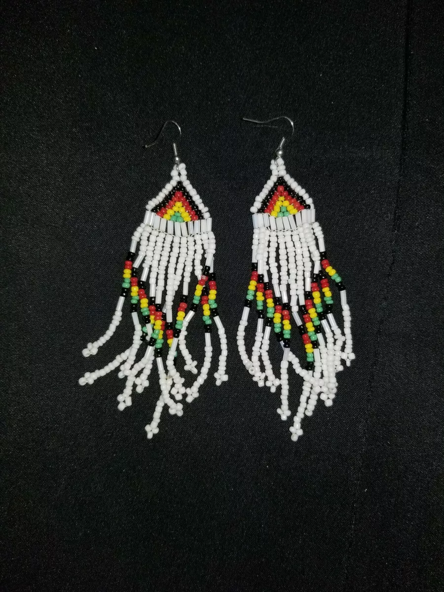 Beaded white deals earrings