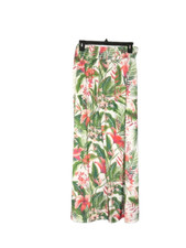 White Grenn Floral Print Flared Pants Trousers - size L