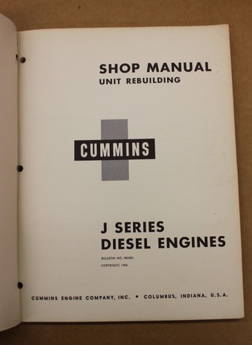 Vintage CUMMINS SHOP MANUAL J SERIE DIESELMOTOREN, 1958 #983383 - Bild 3 von 9